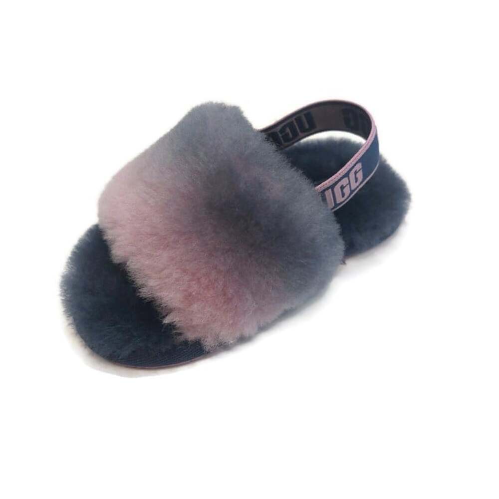 UGG Fluff Yeah Toddler 8T Gray Combo Gradient Fuzzy Slip On Slippers 1120835T - Picture 3 of 8